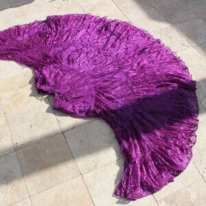 Shiba Vintage Purple or Green Lace Dance Dancing Full Tiered Maxi Skirt